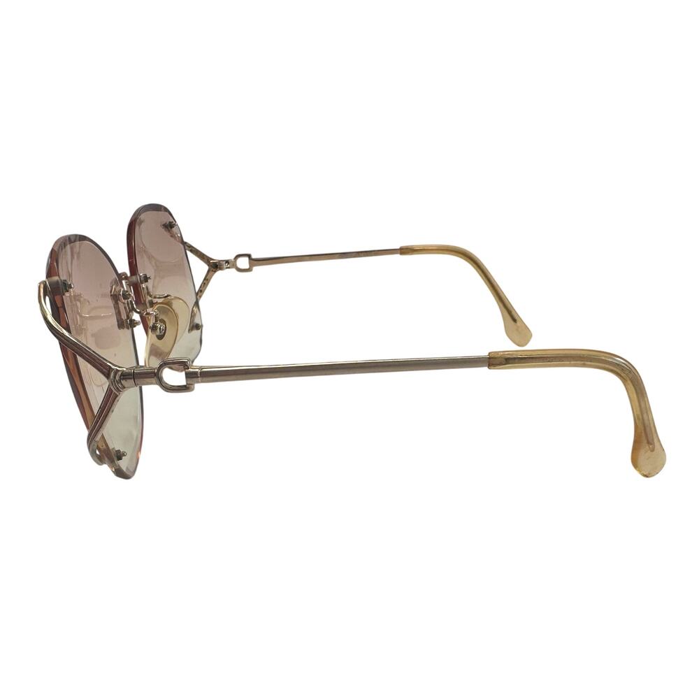 YSL - Yves Saint Laurent Amber / Rose Colored Rimless Sunglasses with Case - Picture 5 of 16